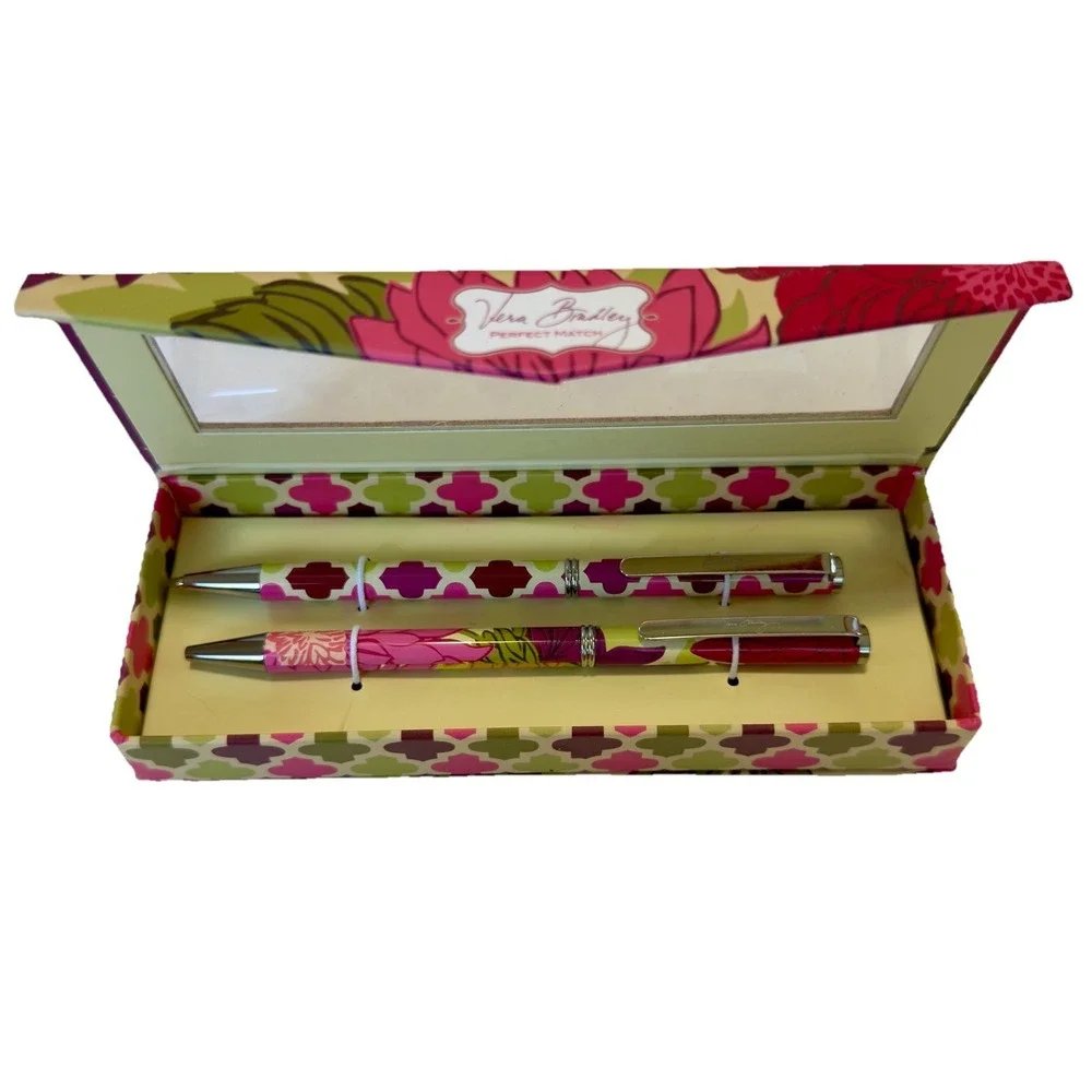 Vera Bradley Perfect Match Pen & Pencil Set Hello Dahlia! Pattern‎